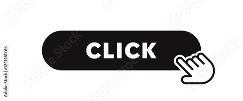 Click cursor. Button with hand pointer clicking. Click here web button sign. Vector illustration.