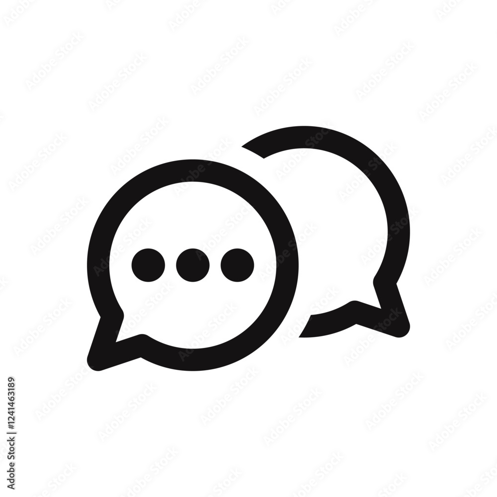 Chat message icon. Speech bubble, social media message, online communication, comment symbol. Vector illustration Chat message icon. Speech bubble, social media message, online communication, comment symbol. Vector illustration