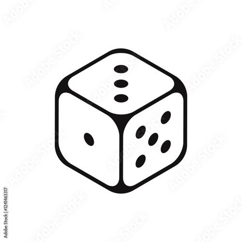 Dice cube icon. Traditional die, casino symbol. Vector illustration.