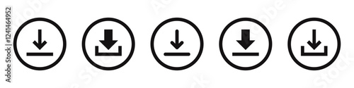 Download icons set. Download files button symbol collection. Vector illustration.