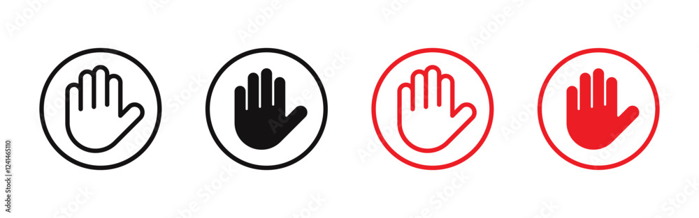Fototapeta premium Hand Raise icons set. Stop symbol collection. Vector illustration.