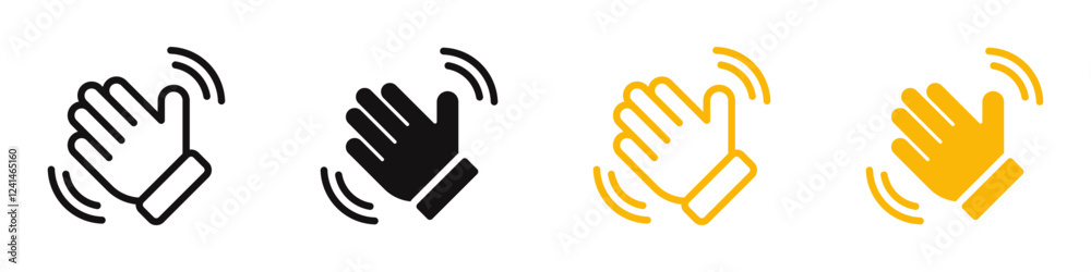 Waving hand icons set. Hello symbol collection. Vector illustration. Waving hand icons set. Hello symbol collection. Vector illustration.