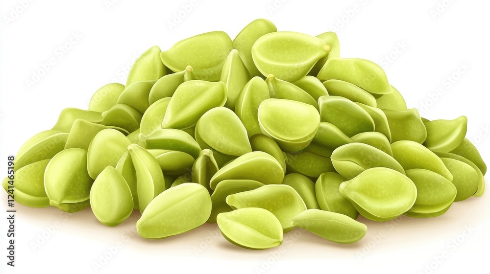 Fresh Green Seed Pile with Smooth and Glossy Surface Texture Fresh Green Seed Pile with Smooth and Glossy Surface Texture
