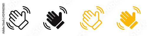 Waving hand icons set. Hello symbol collection. Vector illustration.