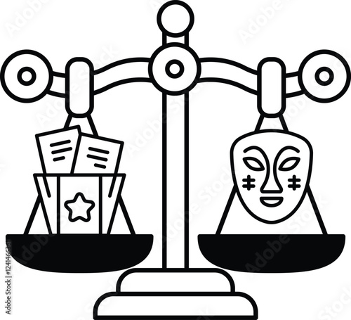 A scale with two faces on it, one of which is smiling and the other is frowning