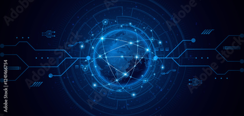 Global connection network background. World map. High-speed internet technology concept or fast wireless data transmission. modern internet network connection technology background	