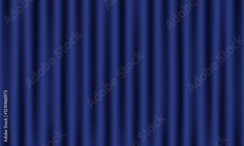 Blue curtain background. Navy theatrical wavy drapes. Vector illustration.