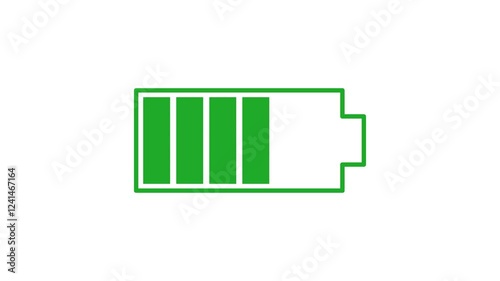Animation battery loading with green color 4k background video