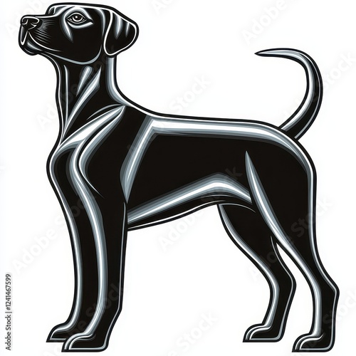 Elegant Black Dog Breed Profile Art Deco Style Illustration Graphic Design photo