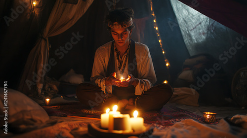  A mysterious fortune teller offering cryptic guidance in a candlelit tent (2)