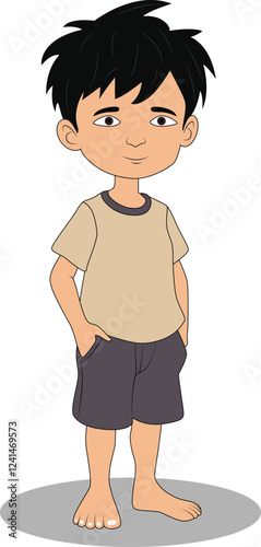 A little kid cartoon character front three quarter pose design