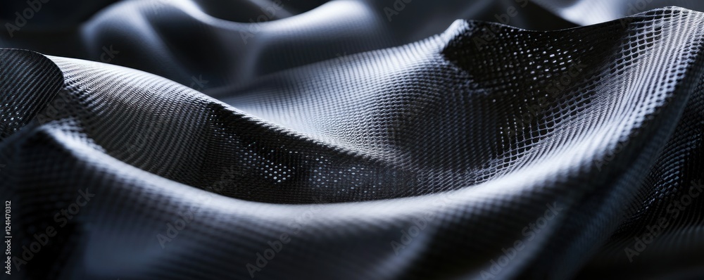 Naklejka premium Dark grey textile draped, textured surface, close-up, abstract background