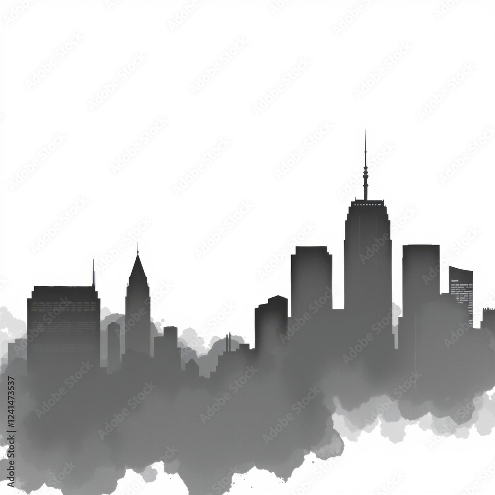 Obraz premium Twilight panorama view of downtown los angeles towers from griffith park with cut out sky silhouetted skyline cityscape architecture illustration building city vector