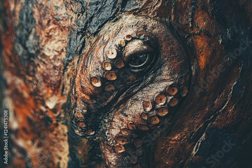 The texture of the damp skin of a sizable octopus. Bright, abstract backdrop photo