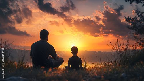  A father sharing valuable life lessons with his son while watching a sunset (3)