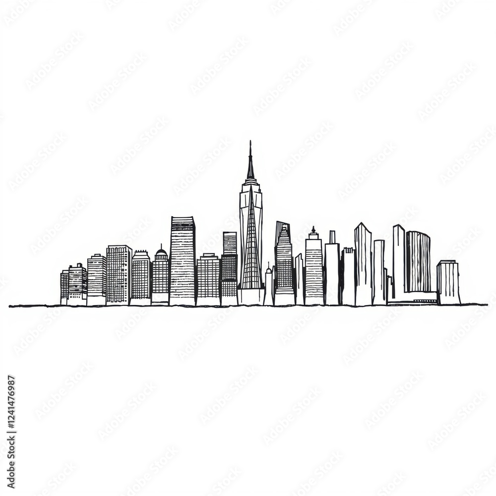 Fototapeta premium Illustration of a city inside an apple silhouetted skyline cityscape architecture illustration building city vector
