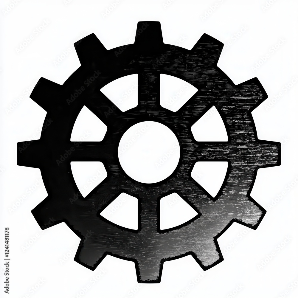 Black Cogwheel Gear Machine Part Industrial Design Element Black Cogwheel Gear Machine Part Industrial Design Element