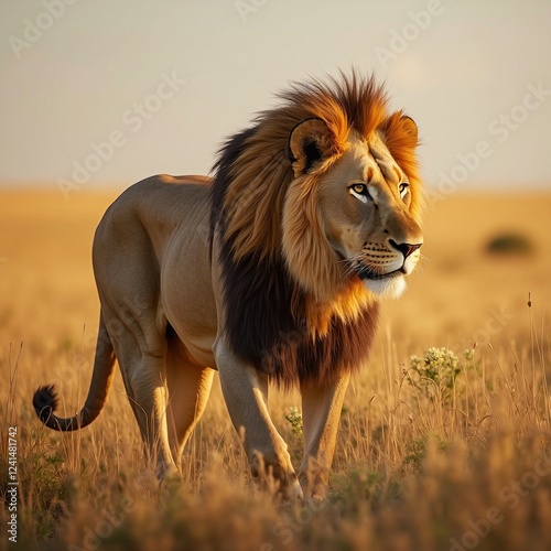 Wallpaper Mural Lion walking through savanna. Torontodigital.ca