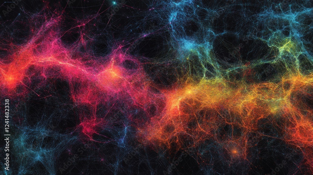 Obraz premium Colorful cosmic network glowing, abstract background, digital art, website header