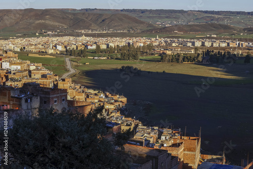 Buildings on hills on the outskirts of Azrou, Morocco.