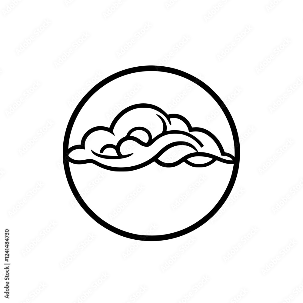 Obraz premium Abstract Wave and Cloud Design: Nature-Inspired Circular Icon, Symbol, or Logo