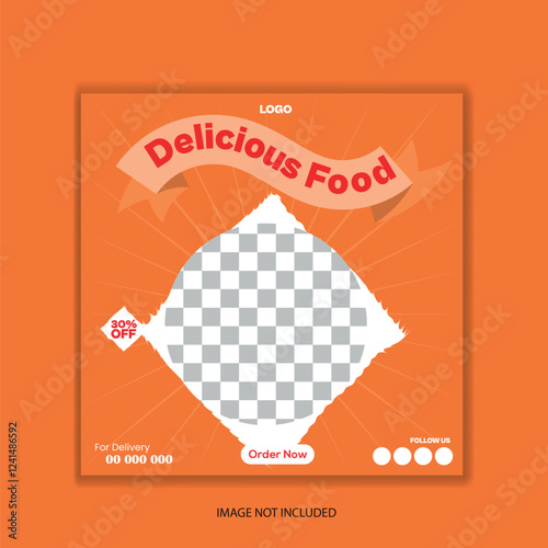 Delicious Food Social Media Post  Design Template 