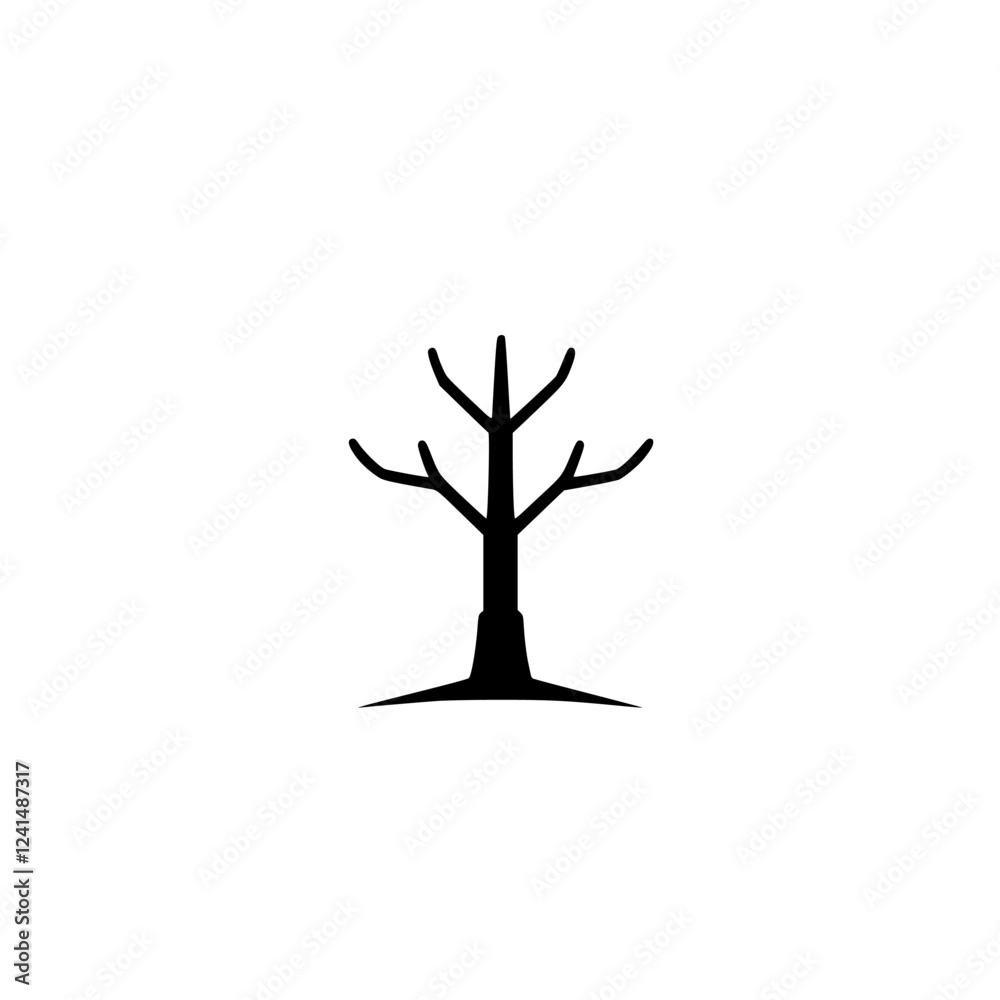 Stark Minimalist Tree Silhouette: A Black and White Vector Graphic Design Stark Minimalist Tree Silhouette: A Black and White Vector Graphic Design