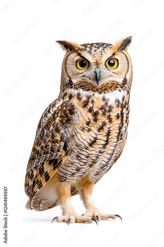 Obraz premium Owl is sitting isolated on white background