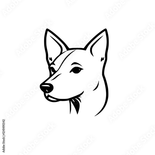 Basenji Dog Head: Elegant Black and White Line Art Portrait. Perfect for pet lovers, minimalist designs, and graphic projects.