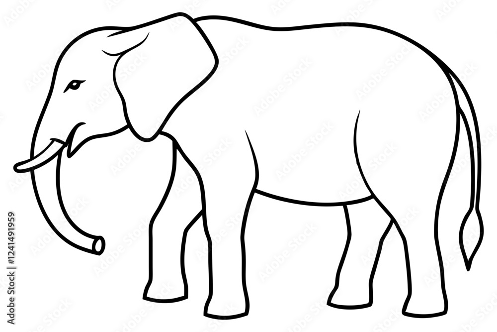Fototapeta premium Minimalist Elephant Line Art Vector