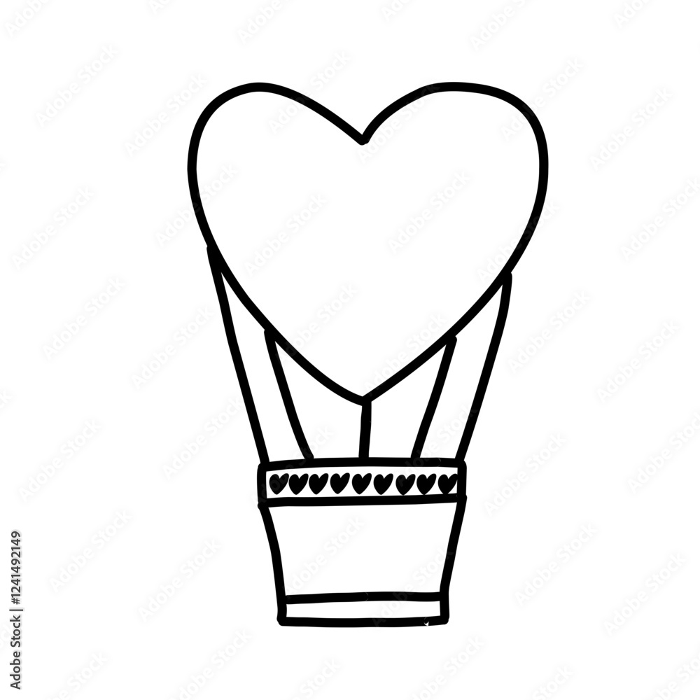 Heart hot air balloon icon