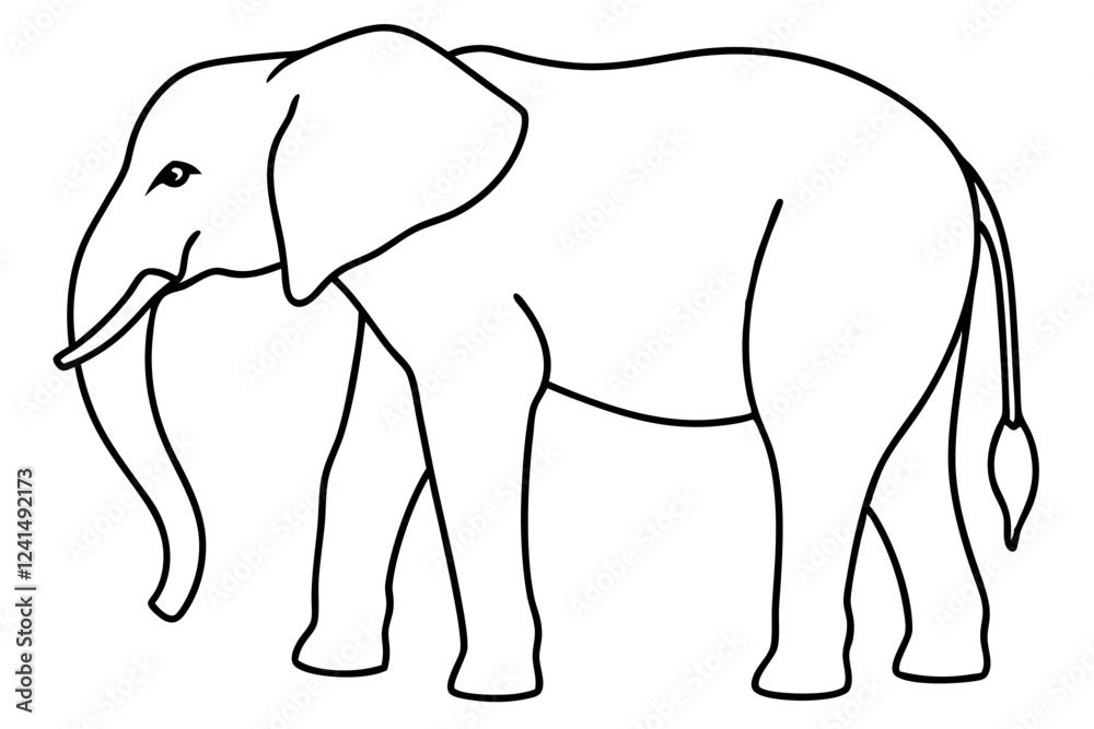 Fototapeta premium Minimalist Elephant Line Art Vector