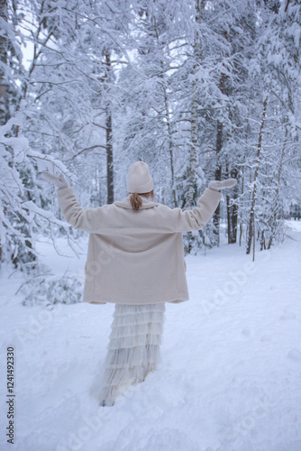 senior woman in snow