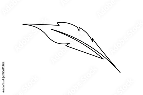 
 Bird feather single line art of icon hand drawn outline vector illustration