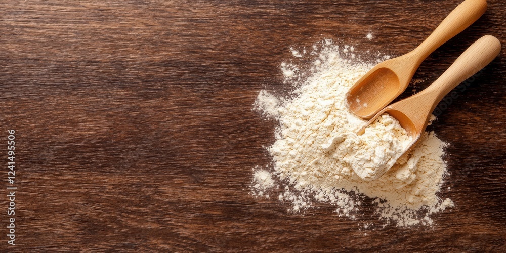 Baking Flour Preparation Kitchen Food Rustic Setting Close-Up Culinary Art Baking Flour Preparation Kitchen Food Rustic Setting Close-Up Culinary Art