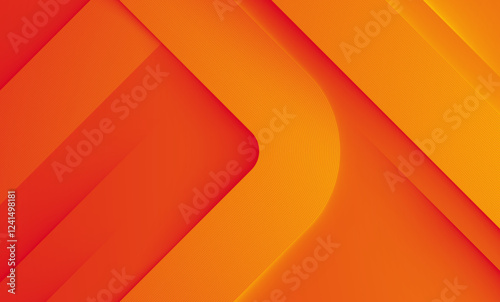 Abstract orange curved layers background with line decoration