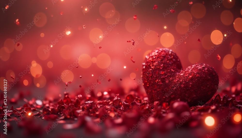 abstract background for Valentine's Day celebration with red heart and bokeh, bright and cheerful abstract background for Valentine's Day celebration with red heart and bokeh, bright and cheerful