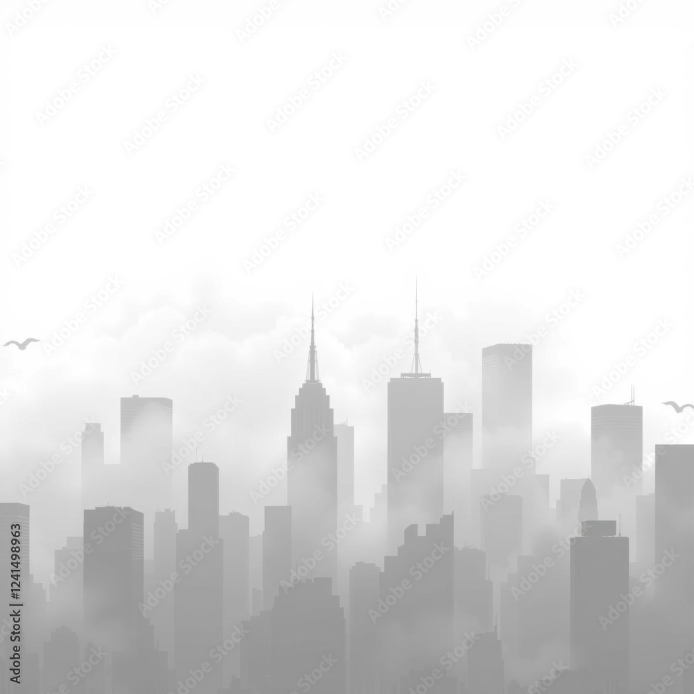 Fototapeta premium A man running in front of a city skyline silhouetted skyline cityscape architecture illustration building city vector