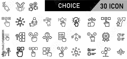 Minimalist Choice Icon Pack | 30 Outline Vector Icons, Editable stroke. 