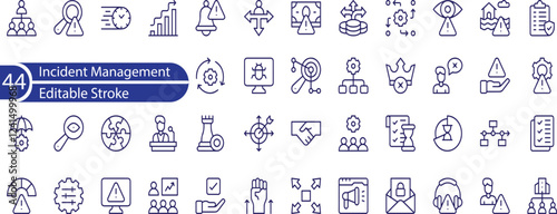 Incident management icon collection set. Containing response, emergency, notification, crisis, preparedness, recovery, mitigation icon.