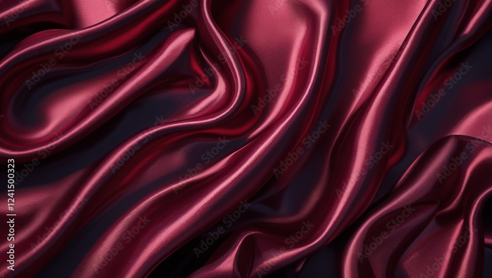 Obraz premium Luxury Red Satin Fabric Texture with Elegant Folds - Shiny Silk Cloth Background