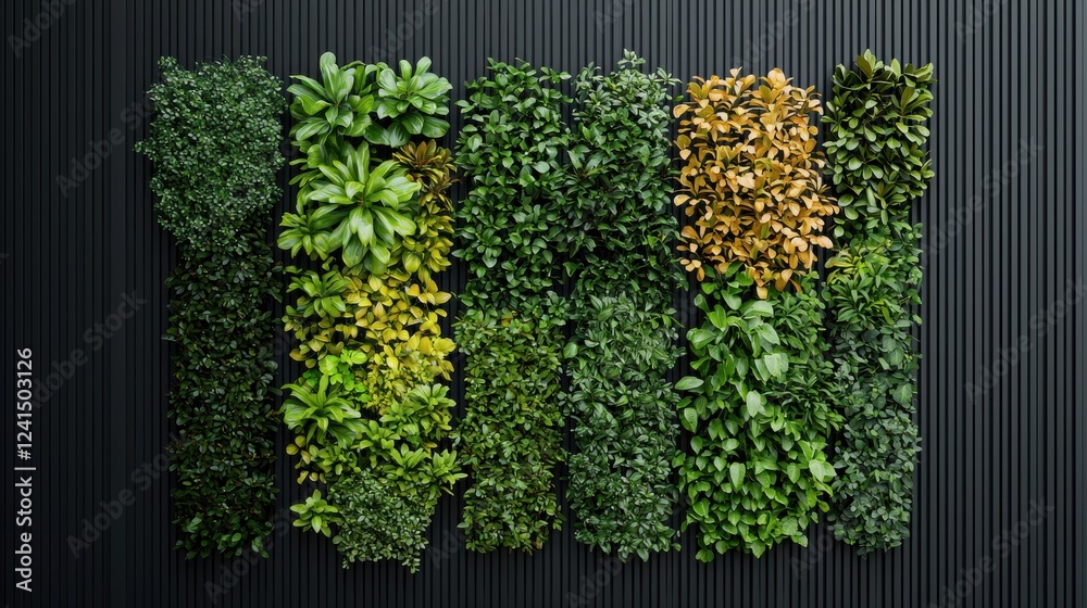 Fototapeta premium Creating a vertical garden lush plants on a decorative wall