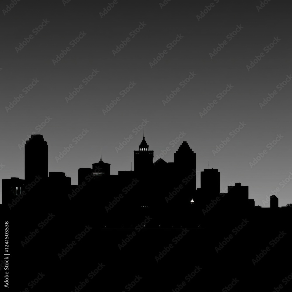 Fototapeta premium Majestic city skyline at sunset with vibrant pink and purple hues casting a dramatic glow over the tall buildings silhouetted skyline cityscape architecture illustration building city vector