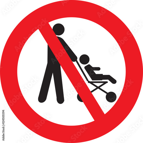 person pushing a baby stroller, strollers and little kids are not allowed in this area.