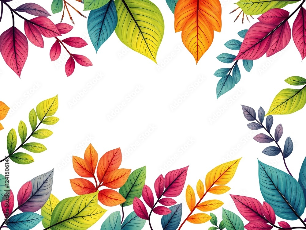 Fototapeta premium Geometric Foliage: Abstract Illustrations on Vibrant Canvas