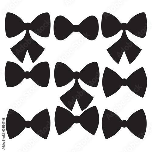 Different style Bow tie silhouettes set