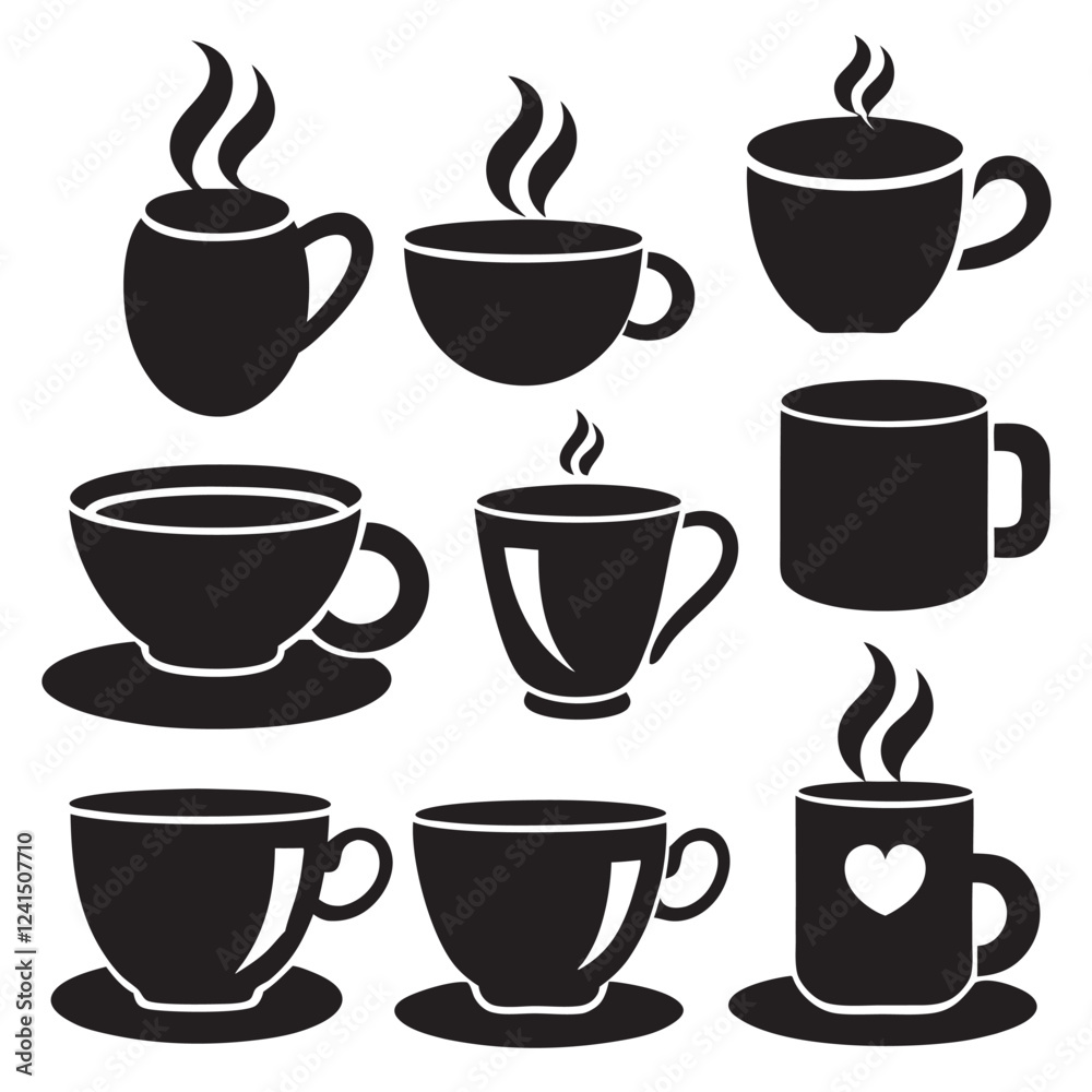 Obraz premium Coffee cup silhouettes