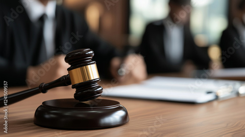 Lawyer Presenting Evidence in Courtroom Before Jury