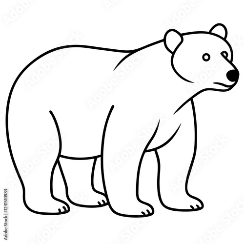 Minimalist Polar Bear Line Art Vector