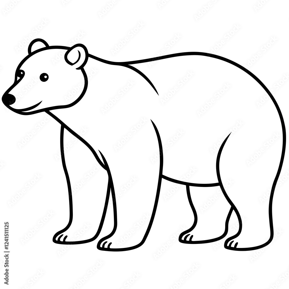 Fototapeta premium Minimalist Polar Bear Line Art Vector